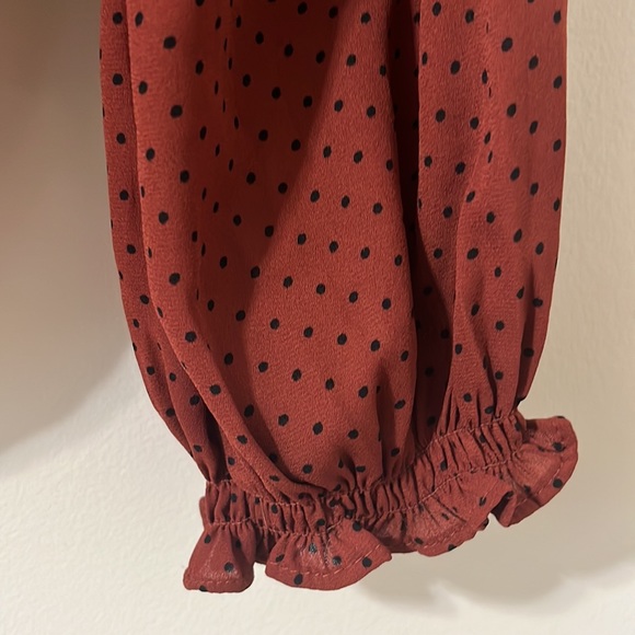 Abercrombie & Fitch One Shoulder Terracotta Polkadot Thong Ruched Bodysuit Sz L - Picture 11 of 11